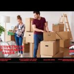 Moving Tips for First-Time Renters in the Bronx NY: Your Ultimate Guide Young couple packing boxes in a modern living room, surrounded by moving supplies and cardboard boxes, promoting moving tips and services by Abreu Movers in Westchester.