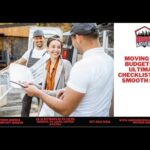 Cheapest Month to Move in the Bronx NY: When to Book Movers and Save Moving services team assisting a smiling woman with packing, featuring a checklist titled "Moving on a Budget: The Ultimate Checklist for a Smooth Move" in a residential setting. Abreu Movers branding visible for professional moving assistance in Queens, New York.